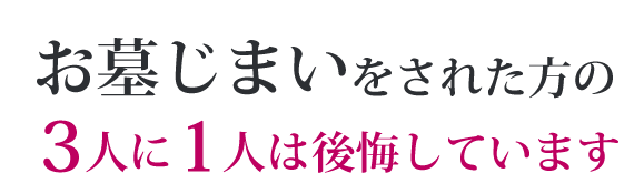 お墓じまいをされた方の3人に1人は後悔しています
